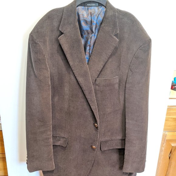 Mens Dark Brown Corduroy Blazer 48L Ralph Lauren